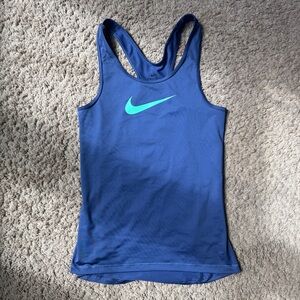 Nike Dri-Fit Racerback Tank Top | Blue & Teal Swoosh | Size S